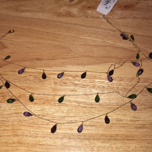 Lauren Ralph Lauren Gold Tone Triple Layer Briolette Stone Collar Necklace NWT - Picture 13 of 16